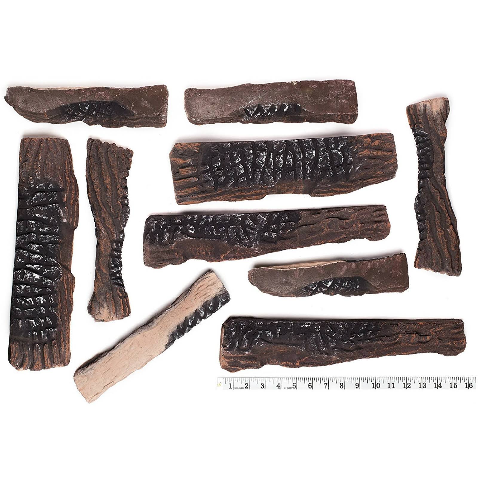 Natural Glo Large Gas Fireplace Logs 10 Piece Set Of Ceramic Wood Logs G8_KIHO8GSU
