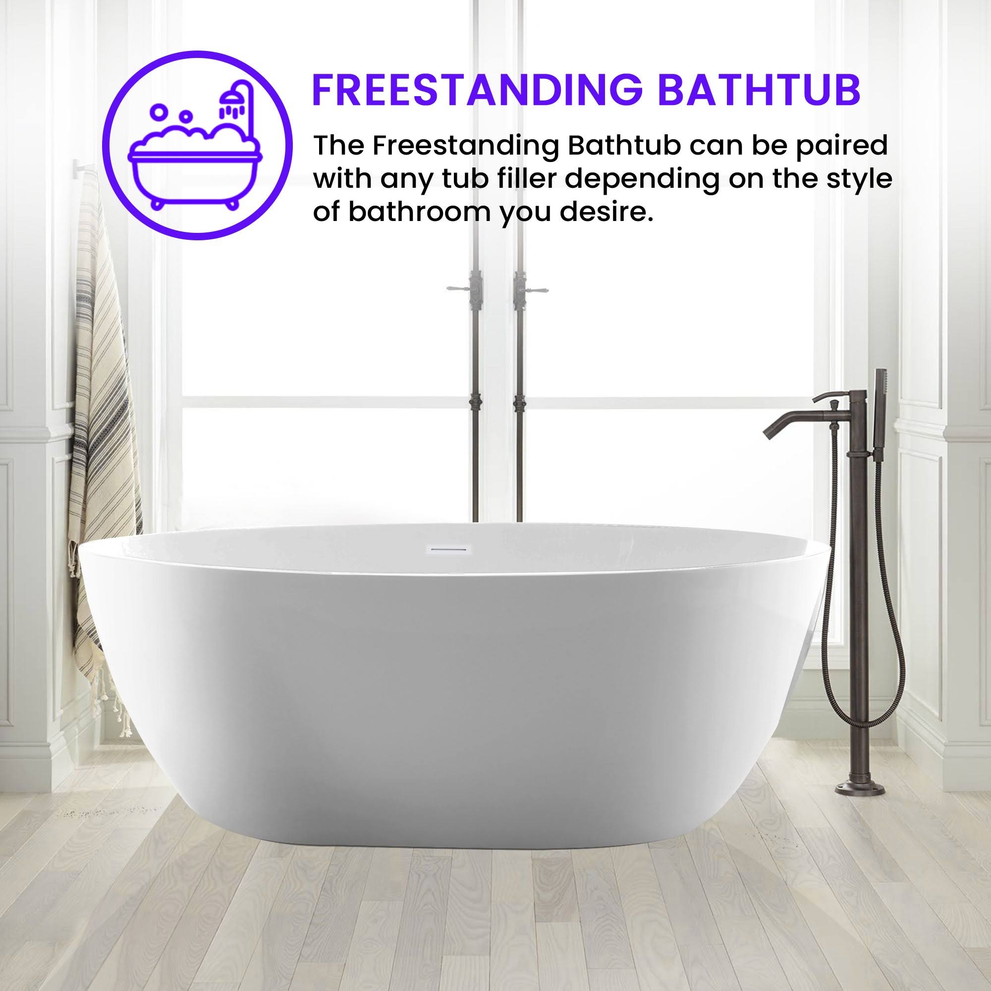 Vanity Art Va6834-S 55 X 32 Freestanding Soaking Acrylic Bathtub KD_O7OHQR3Q Vanity Art Va6834-S 55 X 32 Freestanding Soaking Acrylic Bathtub KD_O7OHQR3Q