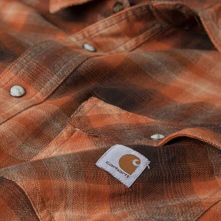 Carhartt Men's Rugged Flex Relaxed Fit Midweight Flannel Ls Snap Front Plaid Shirt - Burnt Sienna HH_1DBO3VBP